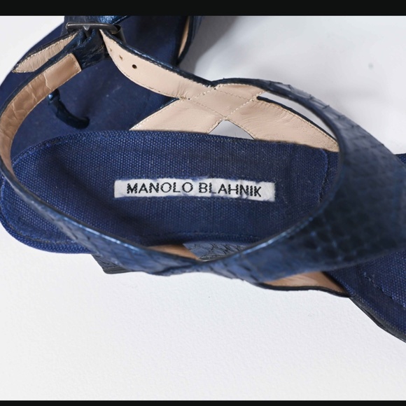 Manolo Blahnik leather and jeans platforms - Picture 6 of 6